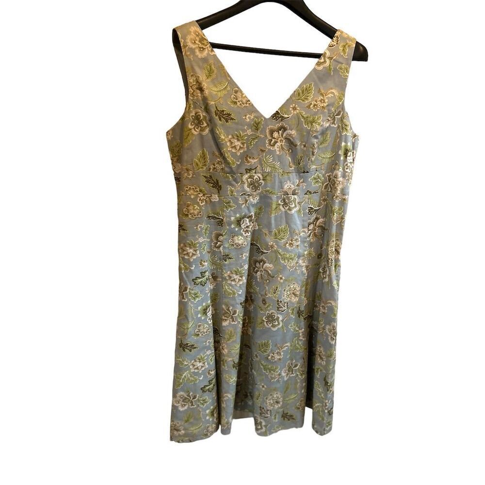 Villager by Liz Claiborne Women's Floral Dress Blue Size 14 Sleeveless